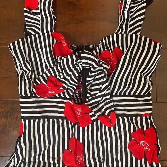 MADEWELL Plumeria Cutout Jumpsuit Striped Floral Ruffle Strap Size 2 - Picture 6 of 14